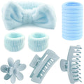 16 Pcs Face Wash Headband Wristband Hair Clips Ponytail Holders Set Soft Spa Bowknot Headband Hair Claw Clips Elastics Hair Tie