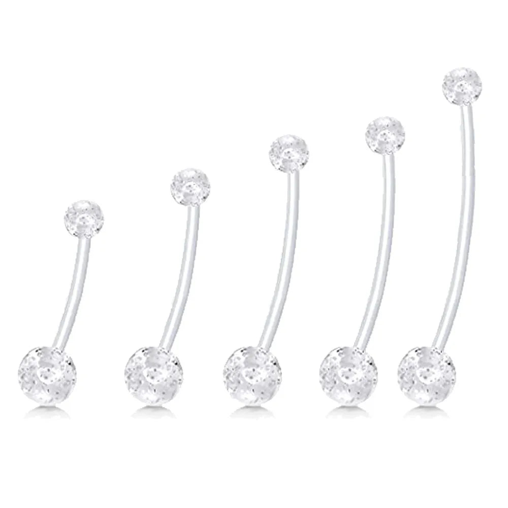 Anéis de umbigo para gravidez, barra longa, esporte, maternidade, flexível, bioplast, transparente, umbigo, piercing, retentor para grávidas
