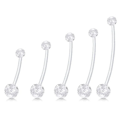 Anéis de umbigo para gravidez, barra longa, esporte, maternidade, flexível, bioplast, transparente, umbigo, piercing, retentor para grávidas