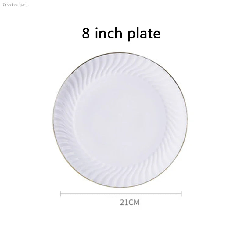 1pc Dish And Plates Bone china Dinner Set China Health Tableware White Ceramic Fruit tray  Soup plate Bowl Dish Gift Porcelain