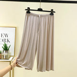 Plus size L to 6XL U-Neck Women's  Modal pant calf-length summer wide leg pants drawstring short pants casual homewear pants