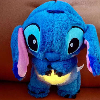 Muñeco de peluche Disney Stitch, oso de peluche que respira y duerme, con música relajante, compañero de juegos Kawaii, juguete de peluche ligero para niños, regalo para niños