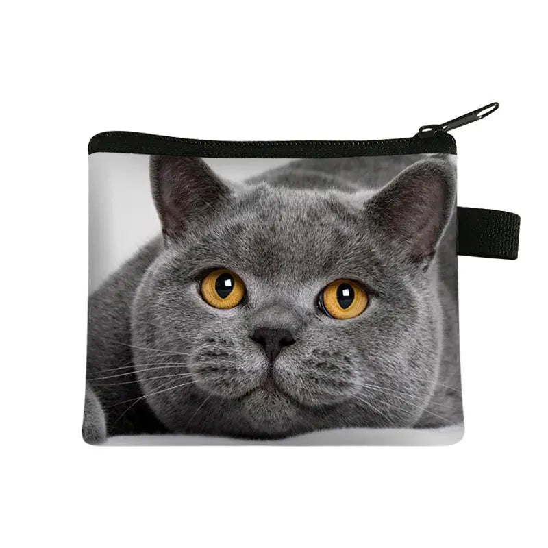 Coin Purse New Animal Cat Children's Wallet Student Portable Card Coin Key Storage Bag Polyester Hand Bag Mini Bag