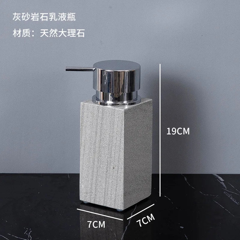 Nordic natural grey marble bathroom accessories Soap dispenser cotton swab jar tissue box soap dish tray bathroom decoration