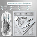 8PCS/Set Plastic Ruler Compasses Set Transparent Straight Ruler Measuring Ruler Set Square Eraser Protractor School Office