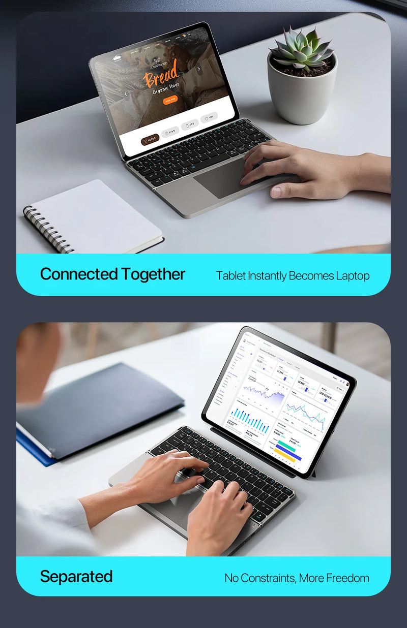 DUX DUCIS Foldable Bluetooth 5.0 Keyboard with Touchpad & Phone Holder For Phones Tablets PC iOS Android Windows Mac