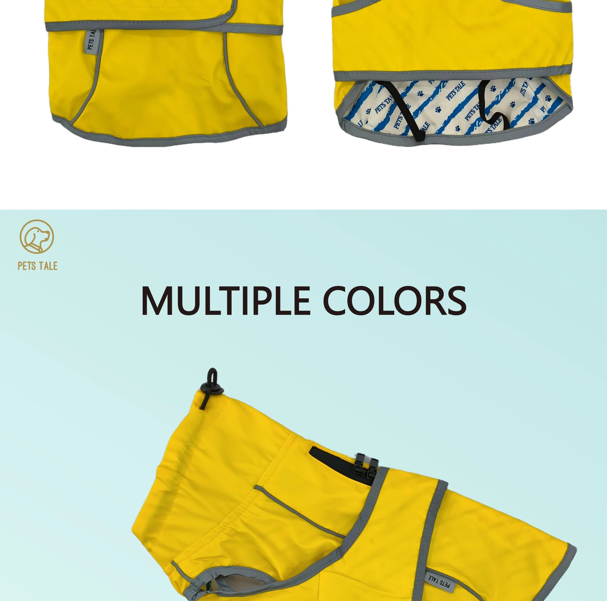 Waterproof Dog Raincoat with Reflective Strips and Adjustable Hood - Red, Yellow, Navy Blue