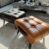Nordic Luxury Leather with Handle Shoe Changing Stool Portable Foot Step Stool Furniture Ottoman for Living Room Bedroom