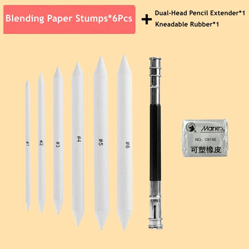 Blending Stumps and Tortillions Paper Art Blenders Sandpaper Pencil Sharpener Pointer for Artist Charcoal Sketch Drawing Tools