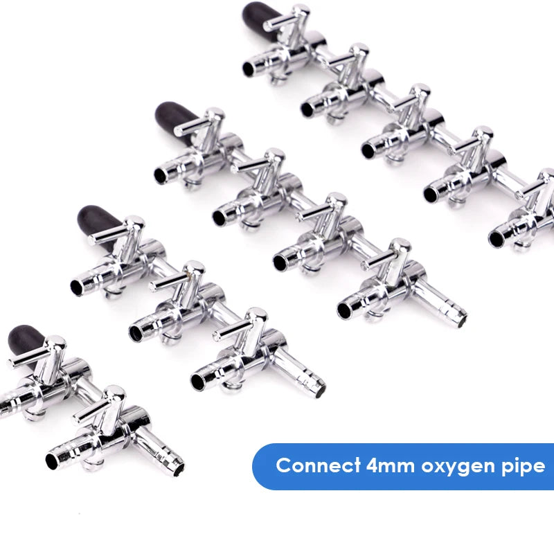 Stainless Steel Aquarium Air Distributor Fish Tank Oxygen Pump Accessories Air Splitter Flow Controller Pump Switch Valve Tap