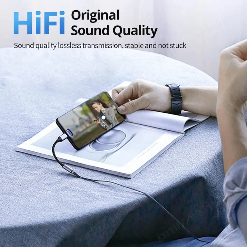 Adaptador de auriculares HiFi USB tipo C a conector de 3,5 mm, cable de audio USB-C de 3,5 mm, convertidor para iPhone 15, Samsung Galaxy, Huawei y Xiaomi.