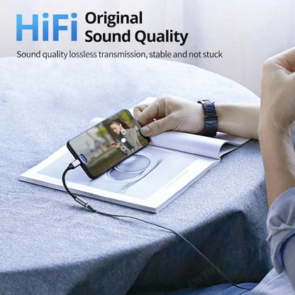 Adaptador de auriculares HiFi USB tipo C a conector de 3,5 mm, cable de audio USB-C de 3,5 mm, convertidor para iPhone 15, Samsung Galaxy, Huawei y Xiaomi.