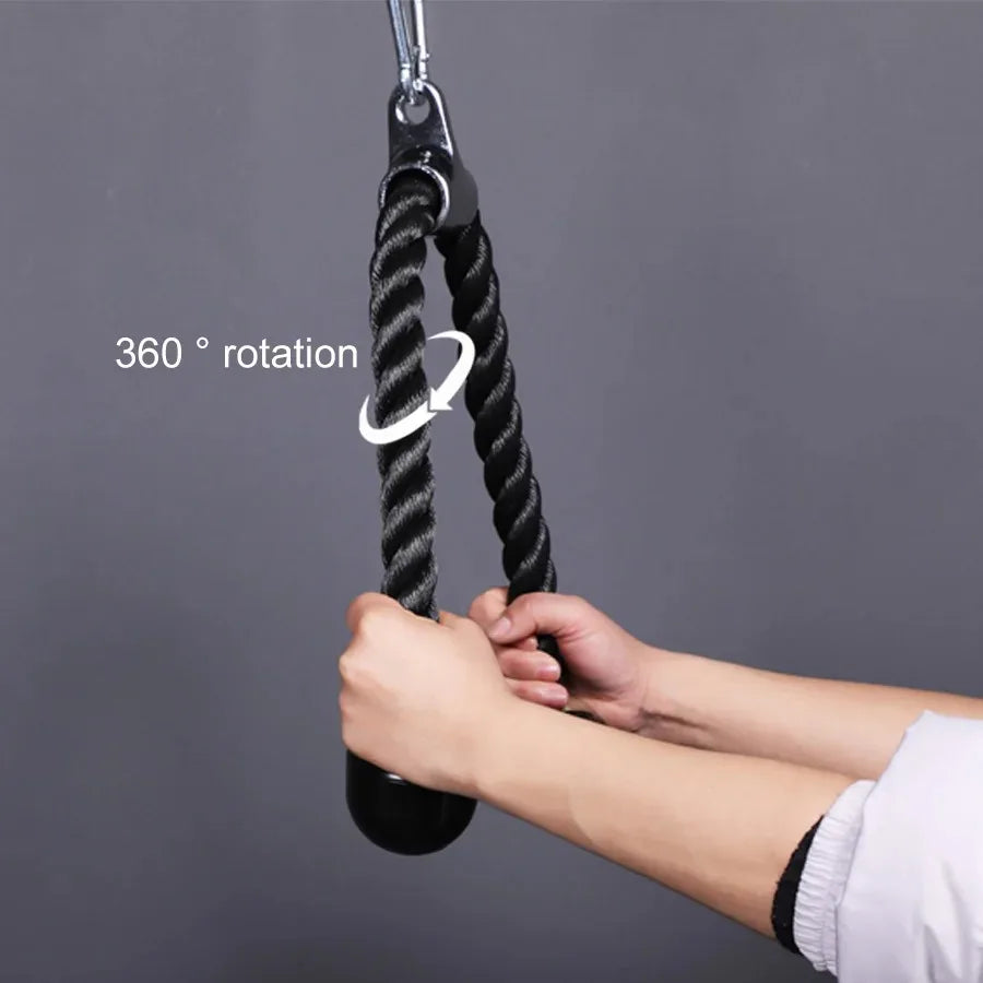 Cuerda para bajar tríceps, manijas de tracción facial, cuerda de empuje hacia abajo para bíceps, espalda, hombros, tríceps, cuerda de tensión para fitness, accesorio de gimnasio