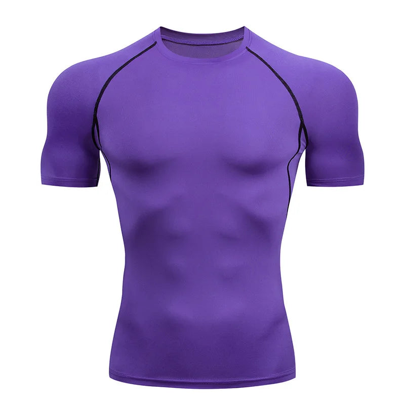 Camiseta de compresión para hombre, transpirable, de secado rápido y con absorción de humedad, ideal para deportes al aire libre.