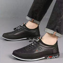 Spring Luxury Men's Casual Leather Shoes Elastic Band Business Flats Loafers for Men Soft Sole Peas Shoes Soft Men's Sneakers