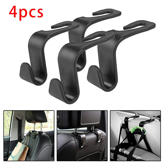 4 ganchos para reposacabezas de asiento de coche, organizador para el asiento trasero del coche, soporte de almacenamiento para bolsos, ropa, abrigos, acceso interior. 