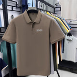 Cotton100% Men's Summer High Quality Short Sleeves Polo Shirt Lapel Button Letter Printing T-Shirt Business Leisure Men Clothing