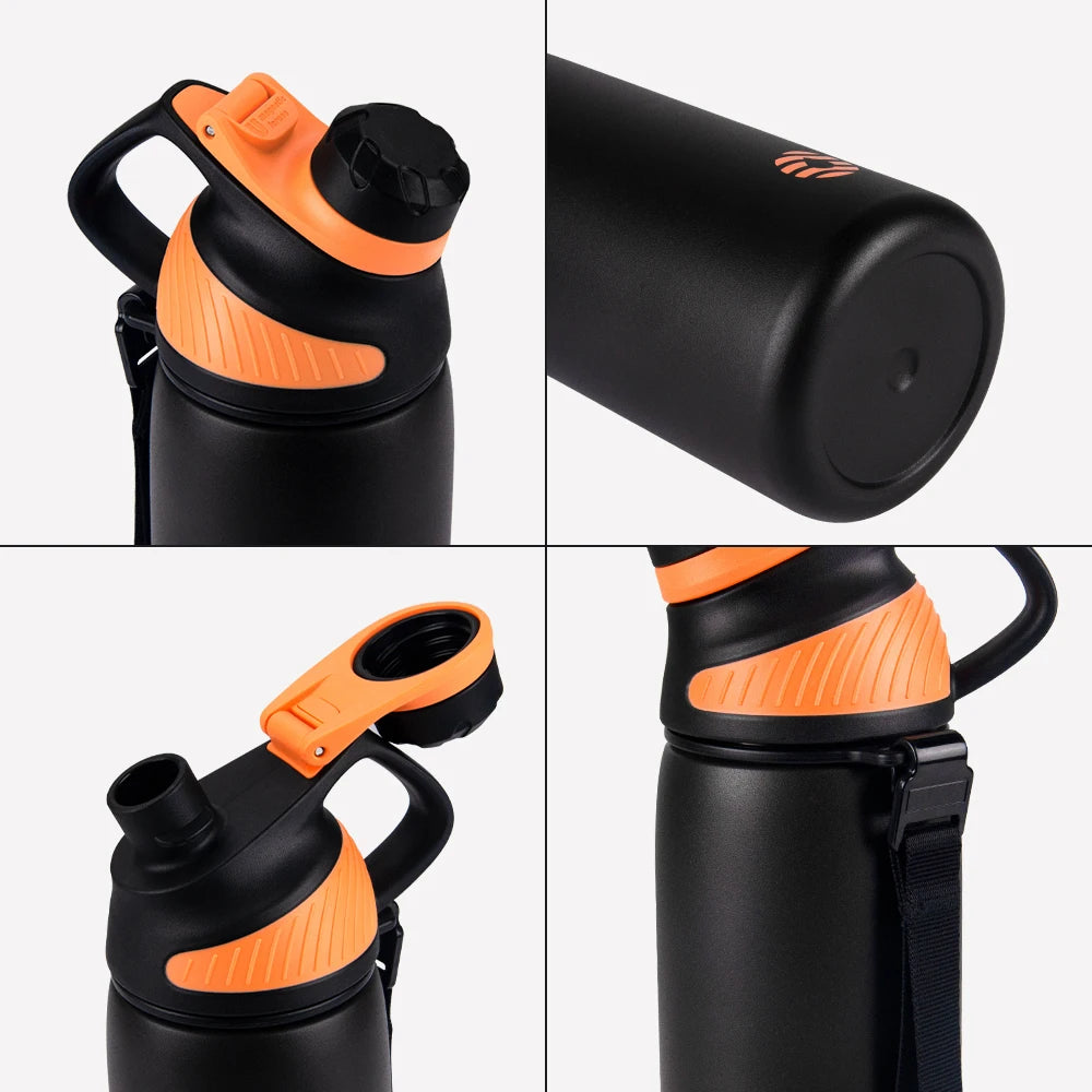 Termo FEIJIAN con tapa magnética para deportes al aire libre, botella de agua de acero inoxidable, mantiene el frío, termo aislado al vacío de 1000 ml
