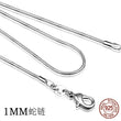 925 Sterling Silver Women Necklace, Silver Fashion Jewelry Snake Chain 1mm Necklace 16 18 20 22 24" 