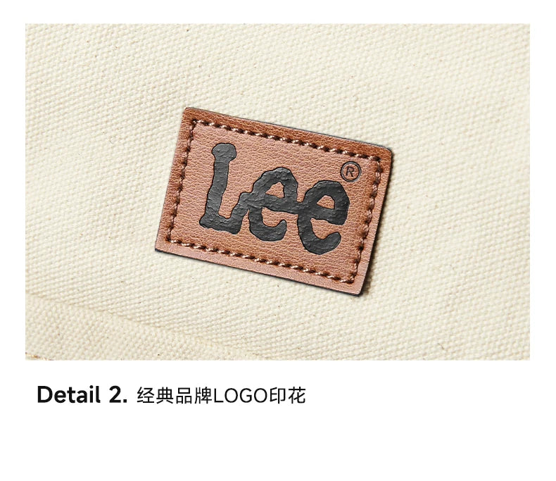 LEE Unisex Utility Canvas Leather Zipper Tote Bag Casual Denim Daily Shopping Handbag Women Men Durable Student School Book Bag