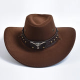 Artificial Suede Western Cowboy Hats Vintage Wide Brim Gentleman Cowgirl Jazz Hat Holiday Party Cosplay Hat