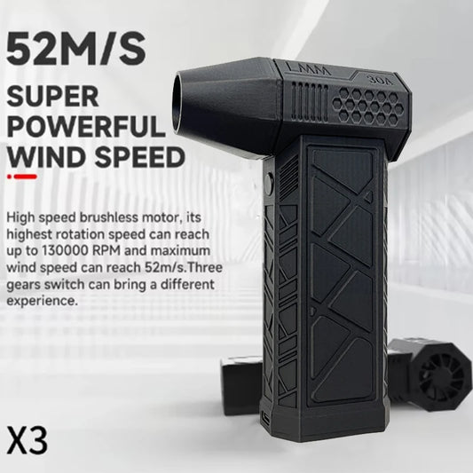 Mini Turbo Jet Fan Electric Air Duster with 3 Gear Adjustable 130000RPM Wind Speed ​​52m/s Car Computer Cleaning Blower Tool