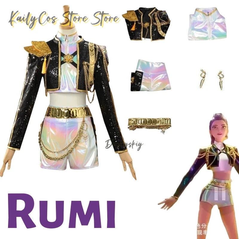 Movie K-Pop Demon Rumi Anime Cosplay Costume Idol Girl Rumi Uniform Role Play For Party Halloween Carnival Outfits