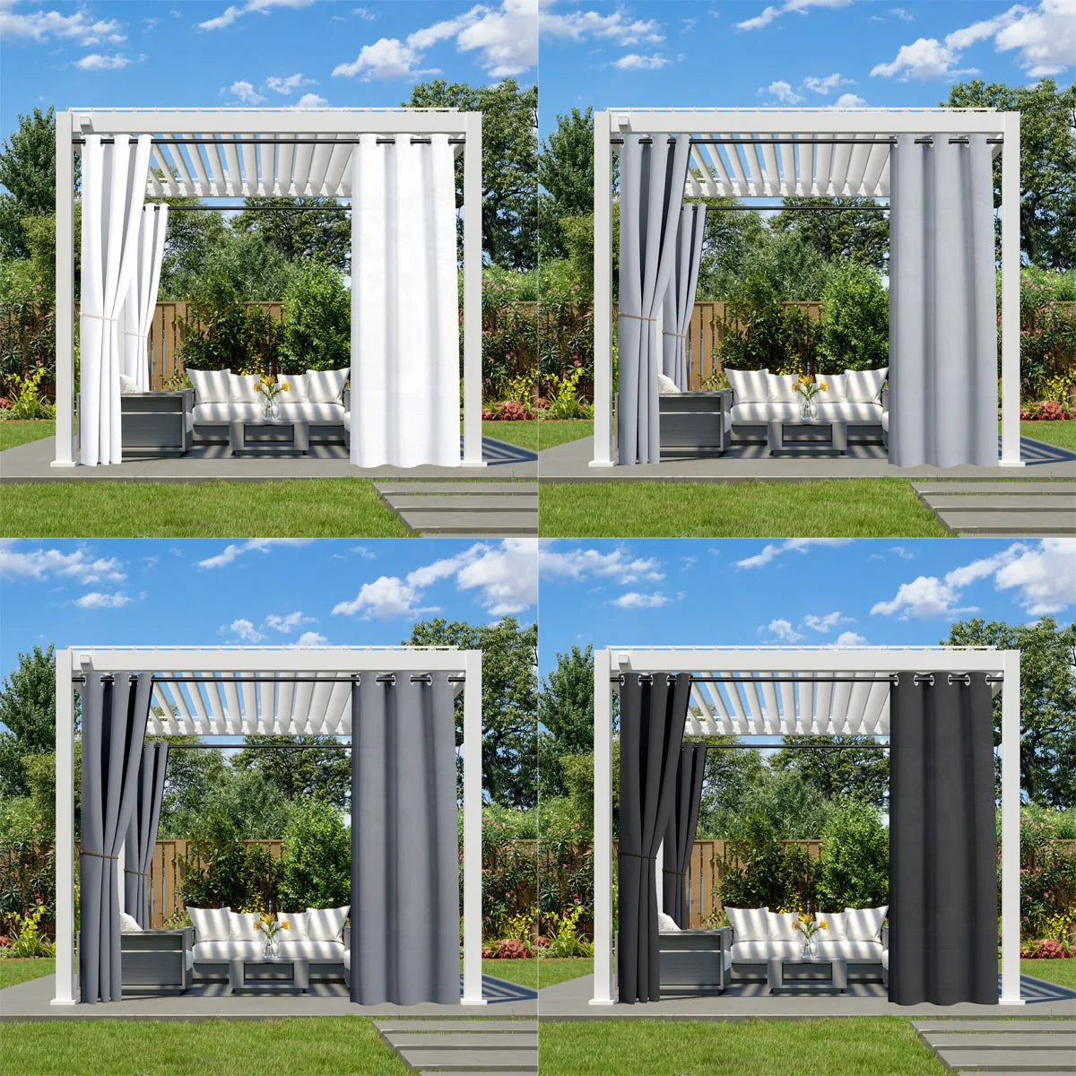 1PC, Waterproof Outdoor Grommet Curtain For Patio Gazebo Front Porch Pergola