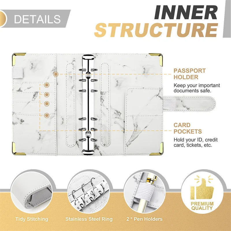 New A6 Budget Plan Notebook Cash Envelope Saving Money 6-Hole Binder for Financial Management A6 Loose-Leaf Notebook Binder