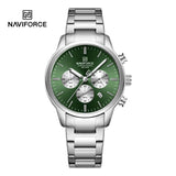 NAVIFORCE NF8076 Sports Watches for Men Stainless Steel Strap Quartz 3ATM Waterproof Shockproof New Fashionable Watch