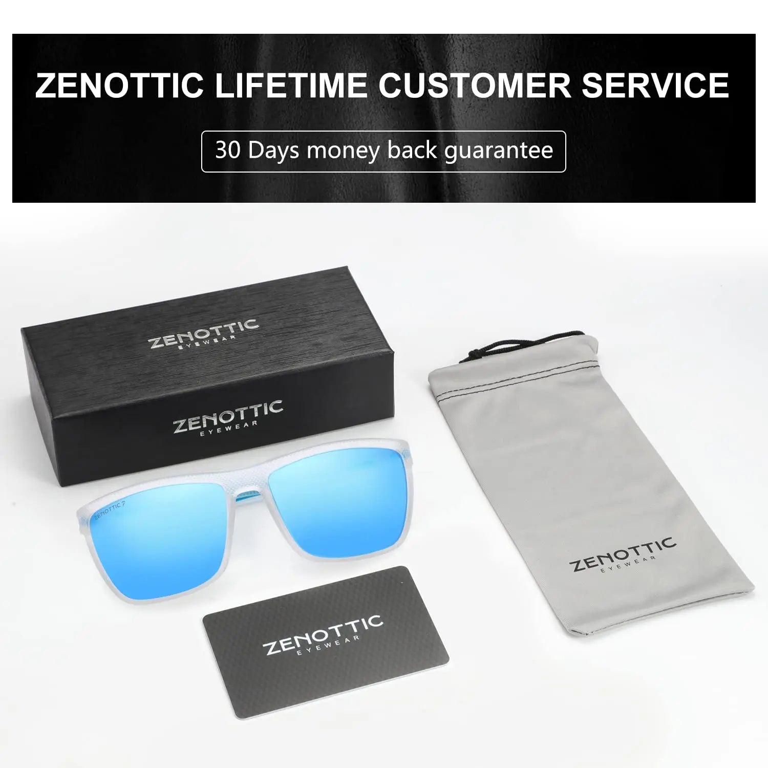 ZENOTTIC Polarized Sunglasses for Men Shades Lightweight TR90 Frame UV400 Protection Square Outdoor Travel Driving Sun Glasses