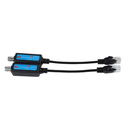 1 par de extensores de transmisor y receptor coaxial de red IP pasiva de 1 canal y 10/100 Mbps para cámaras NVR IP.