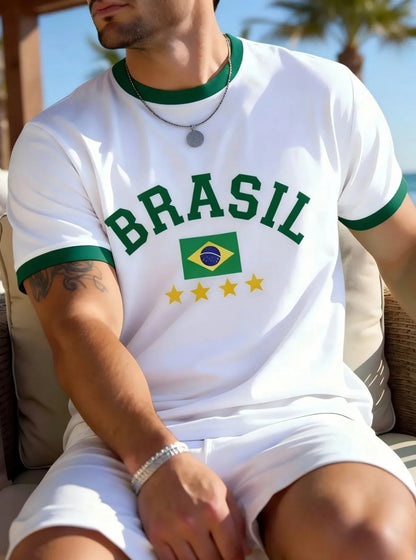 2026 New Brasil Print T-shirt For Men Women Brazilian Flag Tops Summer Casual Football Jersey Breathable Quick-Drying Sports Tee