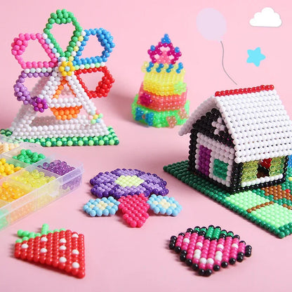 DIY Water Spray Magic Sticky Beads Toy Set Children's Handmade Puzzle Craft Kit Sensory Crystal Beads Kids Art Educational Gifts