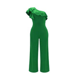 Mono con volantes en un hombro, mono elegante y liso para primavera y verano, ropa de mujer