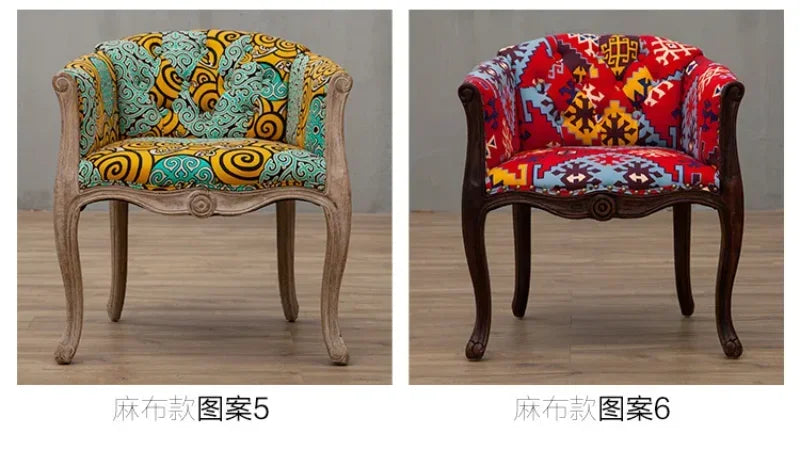 European Hotel Dining Chair, Leisure Sofa Chair, Solid Wood Antique Dining Chair, Living Room Leisure Sofa,Support Customization