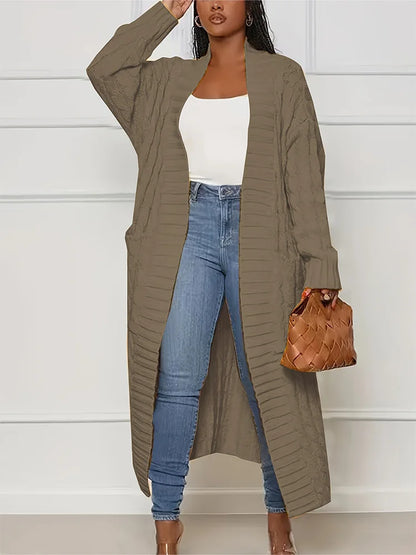 Plus Size Women's Sweater Fashion Casual Cardigan Solid Colour Knitted Sweater Cardigan with Pocket Autumn and Winter Best