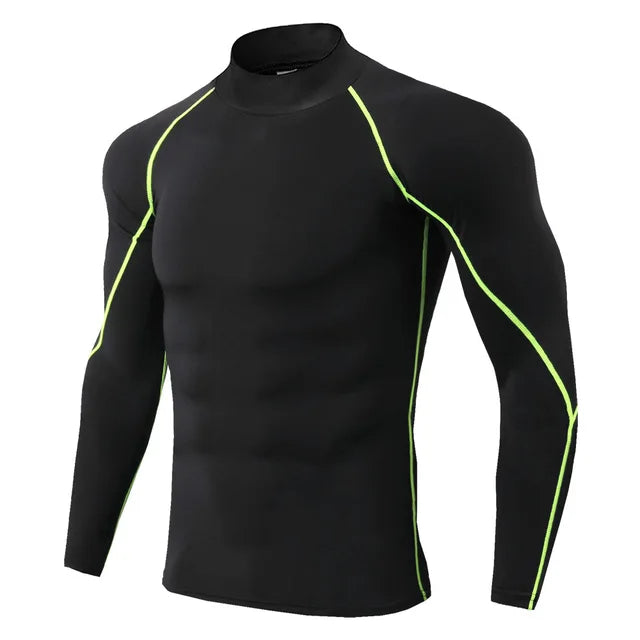 Men's Quick Dry Sports T-Shirt Bodybuilding Running Long Sleeve Compression Gym Fitness Tight Rashgard 