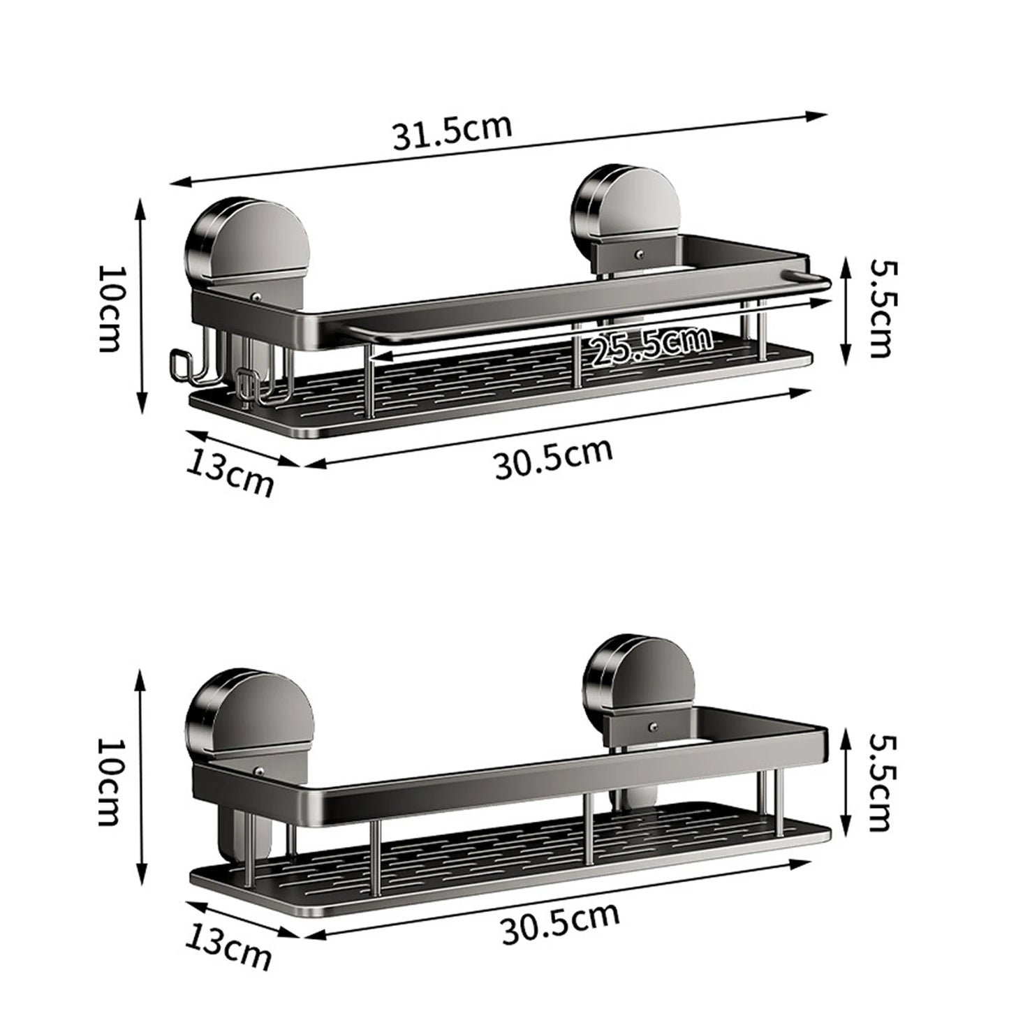 Suction Cup Bathroom Shelf No Drill Wall Mounted Shampoo Bottle Shower Rack Toilet Storage Rack Aluminum Bathroom Kitchen