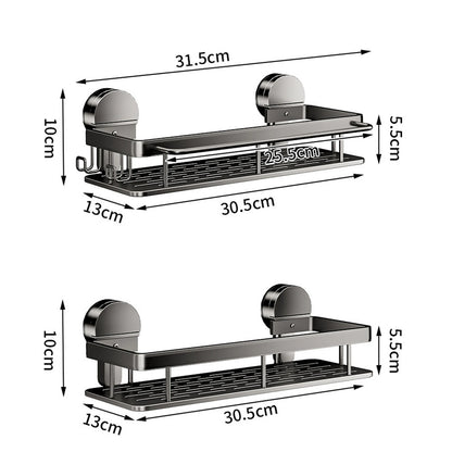 Suction Cup Bathroom Shelf No Drill Wall Mounted Shampoo Bottle Shower Rack Toilet Storage Rack Aluminum Bathroom Kitchen