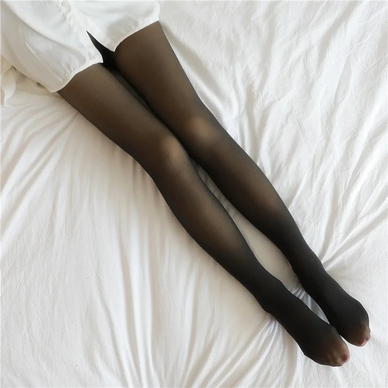 Leggings gruesos de talla grande para invierno, cálidos, de forro polar, sexys, elásticos, translúcidos, térmicos, de terciopelo fino 