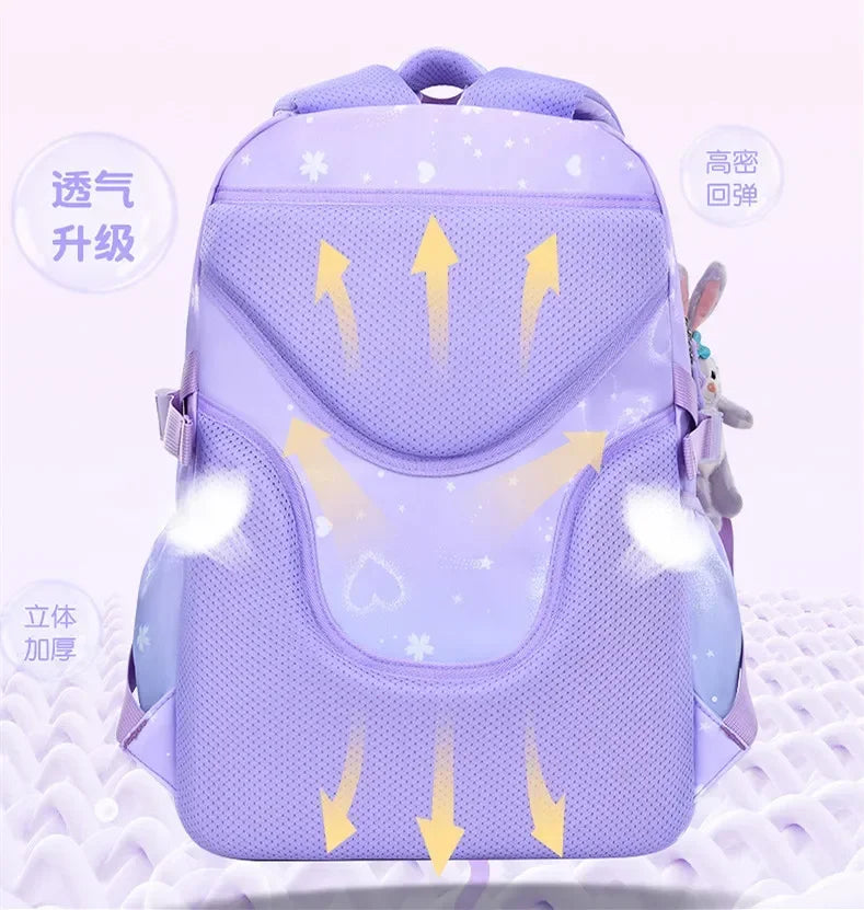 Primary Bow Knot Schoolbag With Rabbit Pendant For Girls Orthopaedics Kids Backpack Kawaii Waterproof School bag