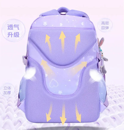 Primary Bow Knot Schoolbag With Rabbit Pendant For Girls Orthopaedics Kids Backpack Kawaii Waterproof School bag