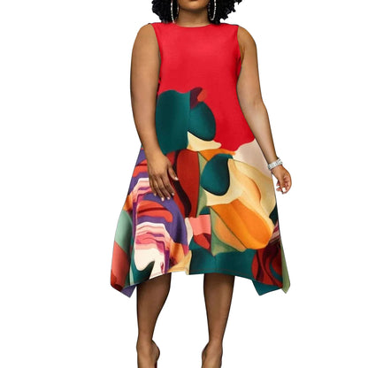 Vestidos de talla grande XL-5XL para mujer, batas de verano y otoño, sin mangas, estilo callejero, informales, tallas 3XL y 4XL, vestido midi de gran tamaño.
