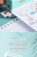 Mini 6-Hole Punching Machine DIY Book Page Stitcher Paper Binding Punch Planner Loose Leaf Paper Hole Puncher Office Stationery
