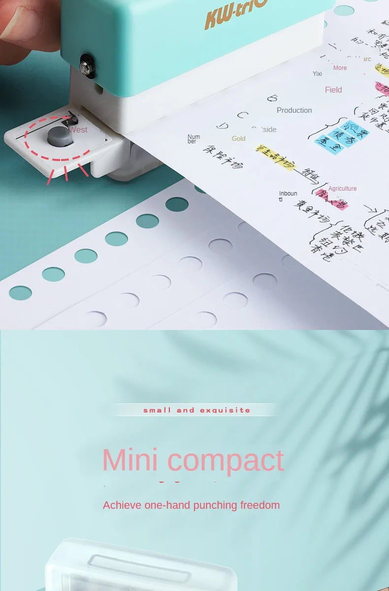 Mini 6-Hole Punching Machine DIY Book Page Stitcher Paper Binding Punch Planner Loose Leaf Paper Hole Puncher Office Stationery
