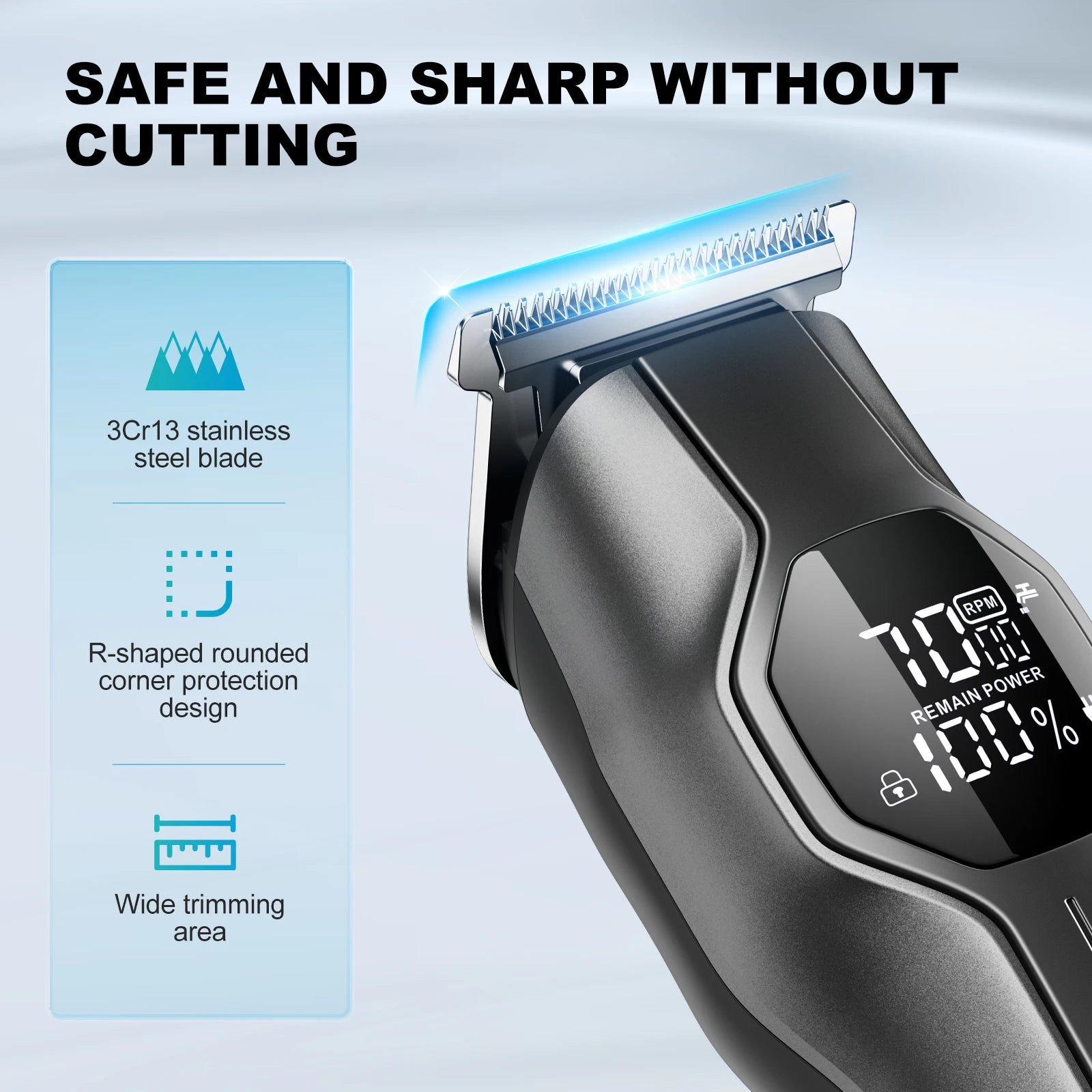 Kensen S30 4-in-1 Cordless Hair Clipper LED Display Men's Beard/Nose Trimmer Rechargeable Barber Grooming Kit Hair Cutting Machine