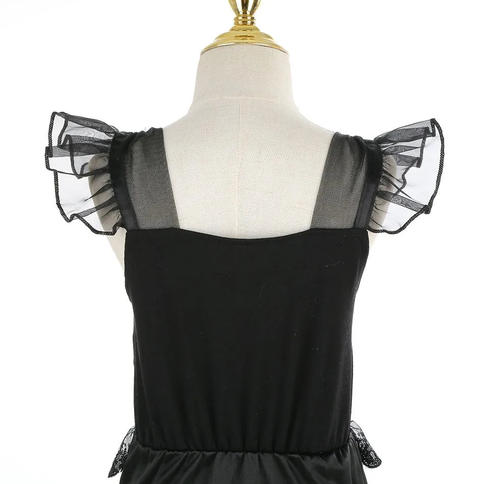 Halloween New Horror Skeleton Little Mermaid Costume Ariel Princess Black Skeleton Fishtail Dress Holiday Special Dress