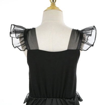 Halloween New Horror Skeleton Little Mermaid Costume Ariel Princess Black Skeleton Fishtail Dress Holiday Special Dress
