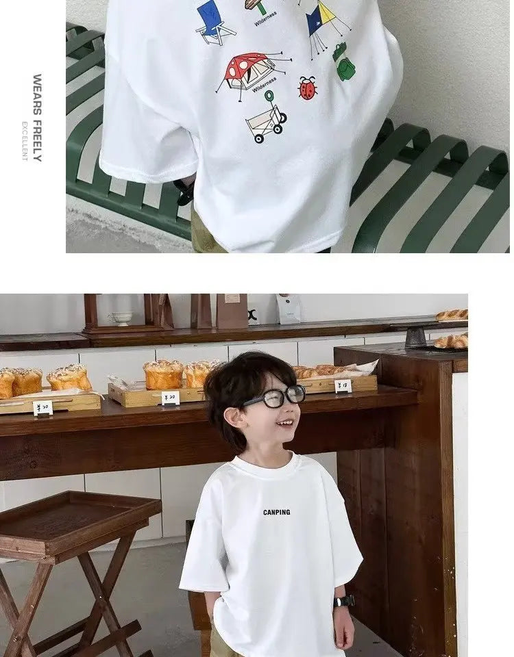 Boys' Summer Short Sleeve T-shirt New Small And Medium Children's Round Neck Top Children's Casual Versatile Half Sleeve Fashion